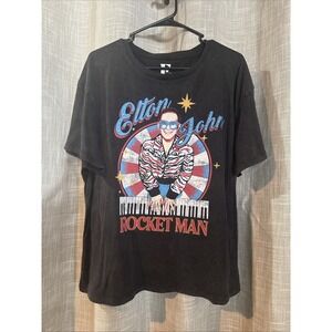 Elton John Rocket Man Ladies Women T-Shirt Large Official Merch Rhinestones